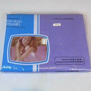 JCPenney Fashion Manor Flat Double Sheet Purple 50/50 No Iron Muslin Vintage
